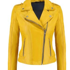 Yellow Women's Biker Jacket